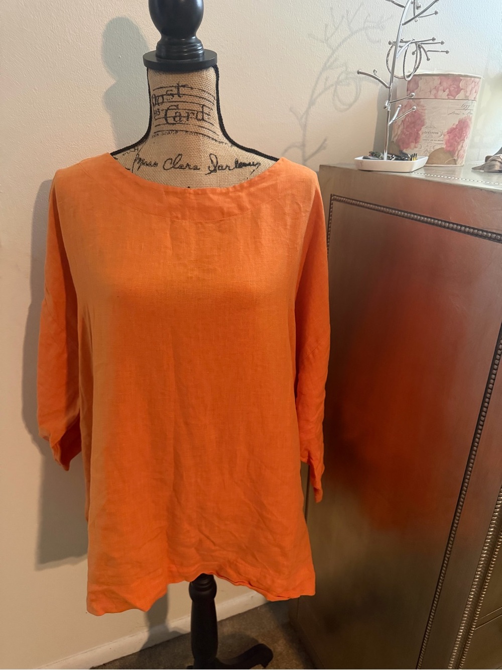 bryn Walker Orange Linen Boatneck Tunic